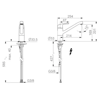 EHM Küchenarm., ND HANSAPINTO 4538 Ausld. 213 mm DN15 chr – Bild 3