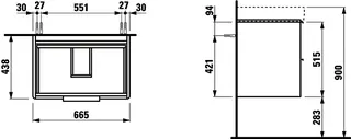 Laufen WTU BASE 438x665x515 2 Schubl m.Griff f.WT H810967 ulme hell – Bild 2