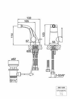 Steinberg Bidet-Einhebelmischbatterie 260 1300, chrom – Bild 2
