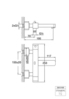 Steinberg Aufputzthermostat für Wanne 230 3100, chrom – Bild 2