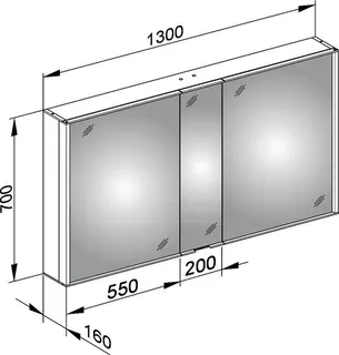 Keuco Spiegelschrank Royal Match 12805, silber-eloxiert, 1300 x 700 x 160 mm – Bild 2