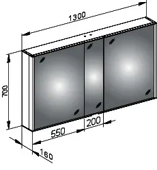 Keuco Spiegelschrank Royal Match 12805, silber-eloxiert, 1300 x 700 x 160 mm – Bild 3
