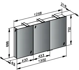 Keuco Spiegelschrank Royal Universe 12705, 3-trg., sil-elox., 1300x752 mm – Bild 2
