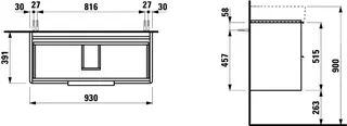 Laufen WTU BASE 391x930x515 2 Schubl m.Griff f.WT H810287 weiß glzd – Bild 3