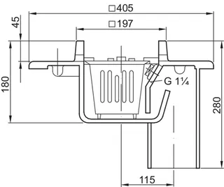 ACO Bodenablauf Guss DN100 90 Grad/2,0l/s/ Klebefl./mit WS/Anstrich