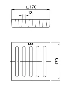 ACO Schlitzrost 170x170/ M125/ Guss/ Anstrich