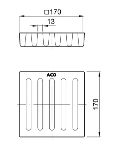 ACO Schlitzrost 170x170/ M125/ Guss/ Anstrich