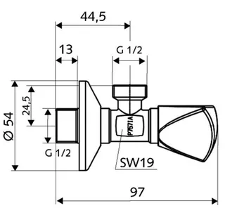 SCHELL Eckventil, regulierbar Dreikantgriff, 1/2"x1/2", chrom – Bild 2