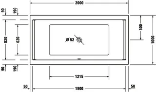 Duravit Starck Whirlwanne 2000x1000mm, Einbau Rückenschr. 2 L/R, Combi P, Weiß – Bild 2