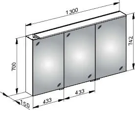 Keuco Spiegelschrank Royal L1 13606, silber-eloxiert, 1300x742x150 mm – Bild 2