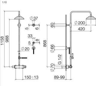 Dornbracht Shower Pipe mit Brause-Thermostat MADISON 34459360 Chrom – Bild 3