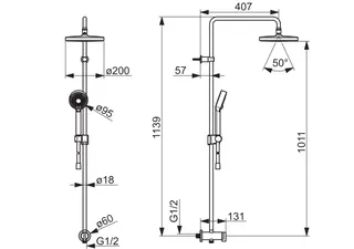 Kopfbrause-Set HANSABASICJET 4439 3-strahlig Ausld. 407 mm DN 15 chr – Bild 2