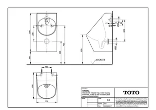TOTO Urinal weiß mit angeformtem Geruchsverschl. Zulauf und Abgang hinten – Bild 4