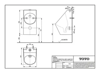 TOTO Urinal weiß mit angeformtem Geruchsverschluss Zulauf von oben – Bild 4