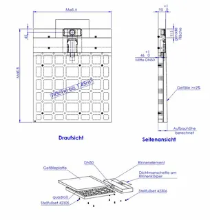 SD LINE Geberit Clean Line 2-tlg. DN 50 Sonderanf. bis 1,45 qm Befest. 2K Schaum – Bild 2