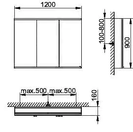 Keuco Royal Modular 2.0 SPS, unbel. 80030, Vorb,2Steckd,sb-elox,1200x900x160mm – Bild 2
