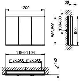 Keuco Royal Modular 2.0 SPS, bel. 80031, Einb,2Steckd,sb-elox,1200x900x160mm – Bild 2