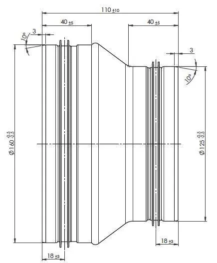 comfort-KWL-Reduzierstück DN 160/125 mit Dichtung