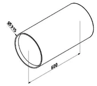 comfort-KWL-Wandeinbaurohr 600mm lang rund 315mm für ComfoSpot 50 CBS