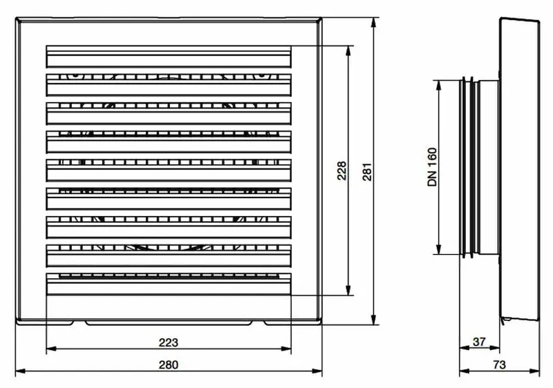 comfort-KWL-Außenwandgitter DN 160 bis 450 m3/h