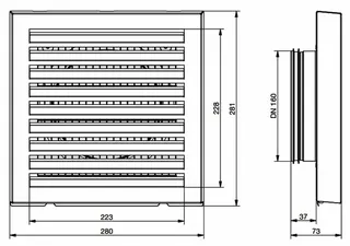 comfort-KWL-Außenwandgitter DN 160 bis 450 m3/h