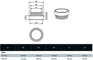comfort-KWL-compact-Muffe DN 160 D=214/190mm