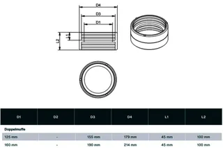comfort-KWL-compact-Doppelmuffe DN 125 D=179/155mm