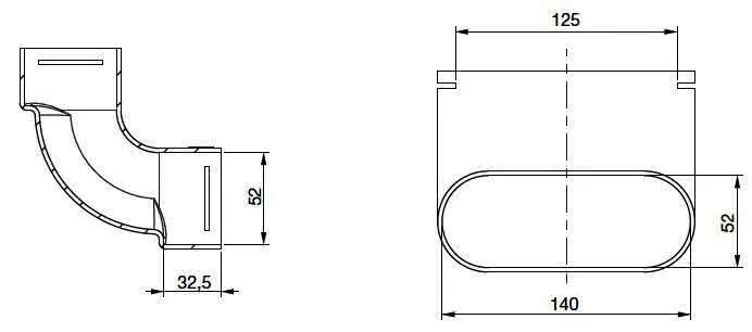 comfort-KWL-Bogen 90 Grad flat 51 V für Verbindung Flatrohr vertikal