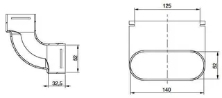 comfort-KWL-Bogen 90 Grad flat 51 V für Verbindung Flatrohr vertikal