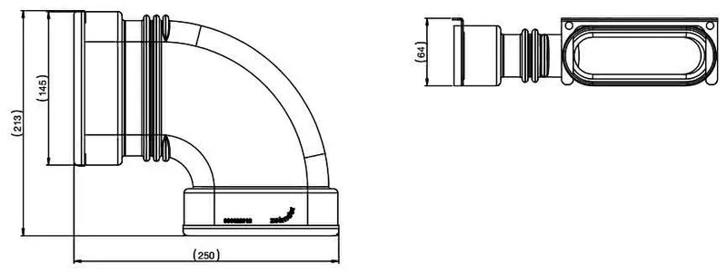 comfort-KWL-Bogen 90 Grad flat 51 H für Verbindung Flatrohr horizontal