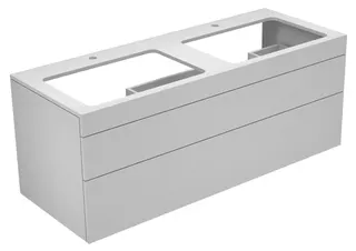 KE Waschtischunterbau Edition 400 31574, 2 Auszüge, weiß/Glas anthrazit klar