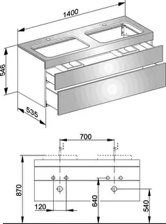 Keuco Waschtischunterbau Edition 400 31574, 2 Auszüge, weiß/Glas anthrazit klar – Bild 2