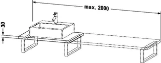 Duravit Konsole variabel L-Cube 1 Ausschn.,30xvarx550,Graphit Supermatt – Bild 2