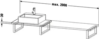 Duravit Konsole variabel L-Cube 1 Ausschn.,30xvarx550,Graphit Supermatt – Bild 3