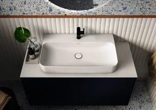 Villeroy & Boch Waschtisch Finion 800x470mm re-eckig 1HL. o. ÜL. Unterseite geschl. Stone White cplus – Bild 2
