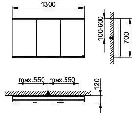 Keuco Royal Modular 2.0 SPS, bel. 80031, Vorb,2Steckd,sb-elox,1300x700x120mm – Bild 2
