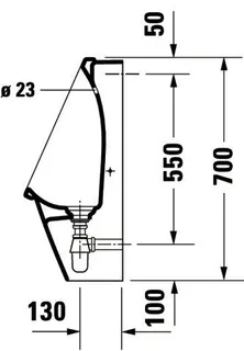 Duravit Urinal Starck 3, Zulauf von hinten rimless, ohne Fliege, weiß WG – Bild 3
