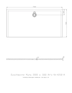 Hoesch Duschwanne Muna 2000x1000x30 ohne Antirutsch, Material Solique, Weiß – Bild 3