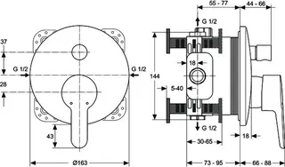 Ideal Standard Badearmatur UP ConnectBlue,Bausatz 2, Ros.d:163mm, eigens.DIN EN 1717, Chrom – Bild 2