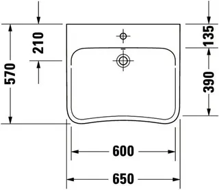 Duravit Waschtisch DuraStyle Vital 650 mm mit ÜL, mit HLB, 1 HL, weiß WonderGliss – Bild 4