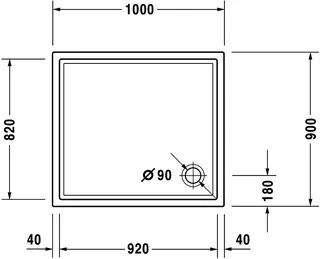 Duravit Starck Slimline Duschwanne, Rechteckig, 1000x900x50 mm, Weiß, Sanitä – Bild 3