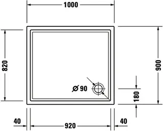 Duravit Starck Slimline Duschwanne, Rechteckig, 1000x900x50 mm, Weiß, Sanitä – Bild 4