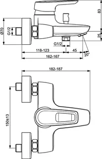 Ideal Standard Badearmatur AP Ceramix, Ausld. 162mm, Chrom – Bild 2