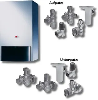 Wolf Paket Heizwerttherme CGU-2-10 Erdgas E, BM, Anschluss-Set Aufputz
