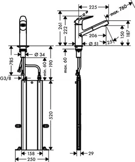 Hansgrohe Spültischmischer 150 Focus M42 Ausziehauslauf 1jet sBox edelstahl-optik – Bild 4