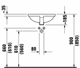 Duravit Einbauwaschtisch Starck 3 430 mm EB v.unten, mit ÜL, ohne HLB, weiß – Bild 3