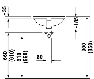 Duravit Einbauwaschtisch Starck 3 430 mm EB v.unten, mit ÜL, ohne HLB, weiß – Bild 5