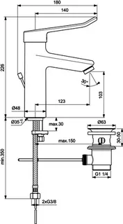 Ideal Standard Waschtisch-Armatur Ceraplus Grande m.Bügelgriff m.Ablgarn. Ausld.123mm Chr – Bild 4