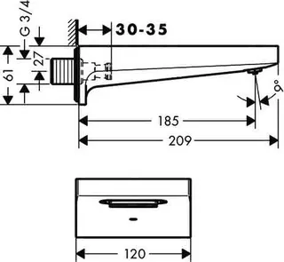 Hansgrohe Wanneneinlauf Metropol 185mm BBR – Bild 4