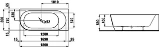Laufen Badewanne PRO 800x1800x590 Marbond Eckversion rechts weiß – Bild 3